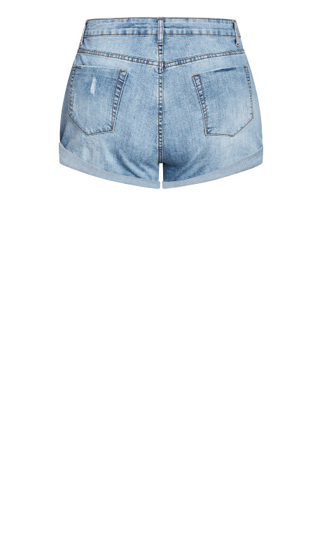 Plus Size Denim Cuff Short - denim