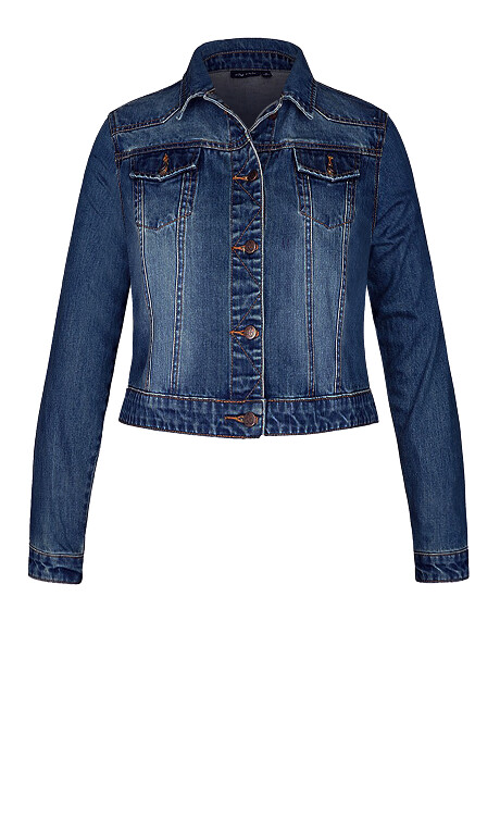 Plus Size Classic Denim Jacket - denim