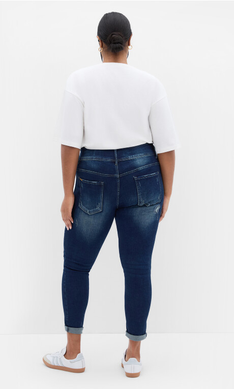 Plus Size Jean Patched Apple - denim mid