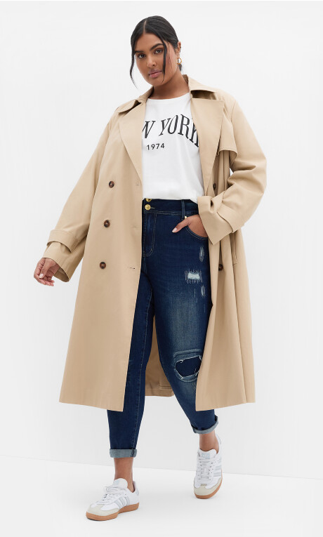 Plus Size Jean Patched Apple - denim mid