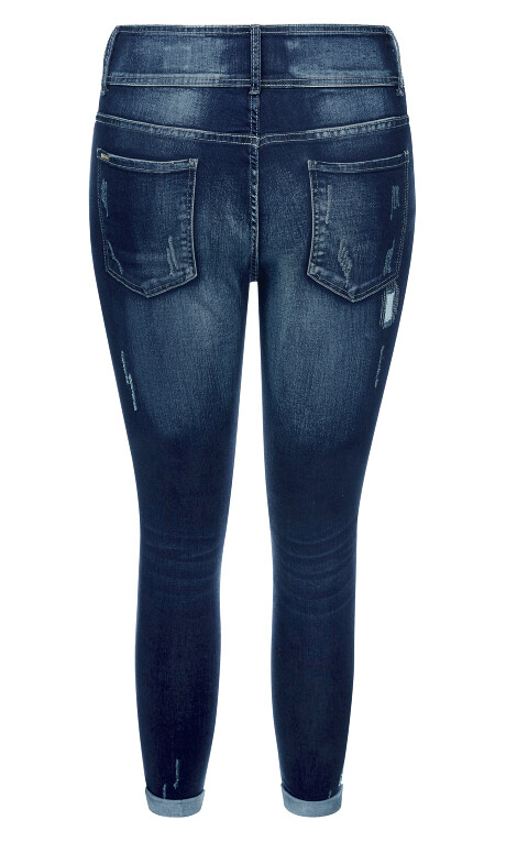 Plus Size Jean Patched Apple - denim mid