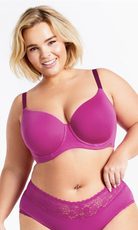 Smooth & Chic Cotton T-Shirt Bra - magenta Plus Size