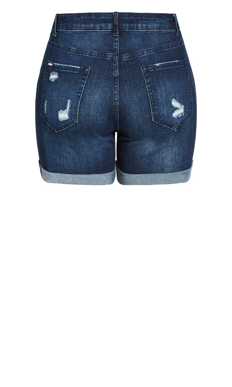 Plus Size Ripped Love Short - dark denim