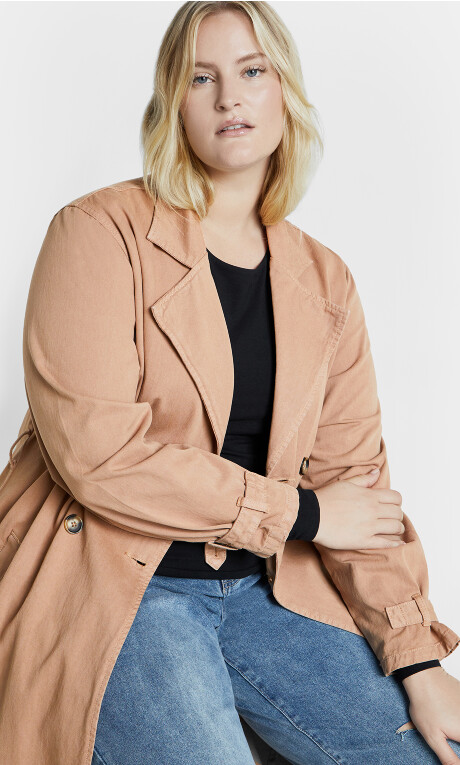 Laylo Trench Coat - caramel Plus Size