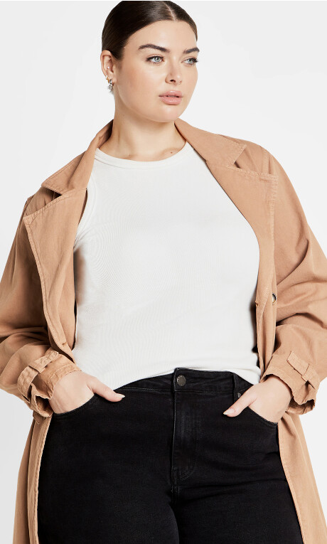 Laylo Trench Coat - caramel Plus Size