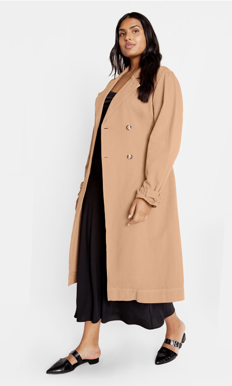 Laylo Trench Coat - caramel Plus Size