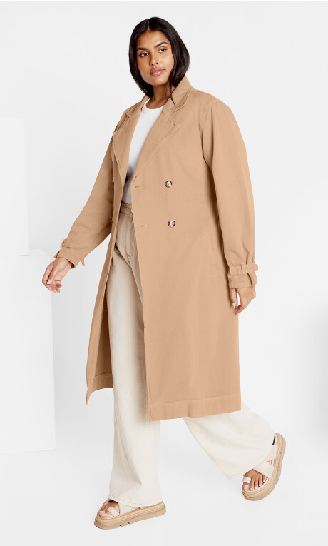 Laylo Trench Coat - caramel Plus Size
