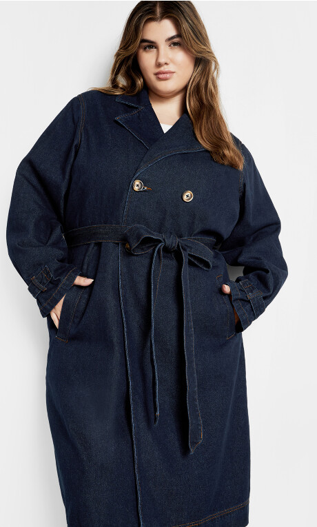 Laylo Trench Coat - dark denim Plus Size