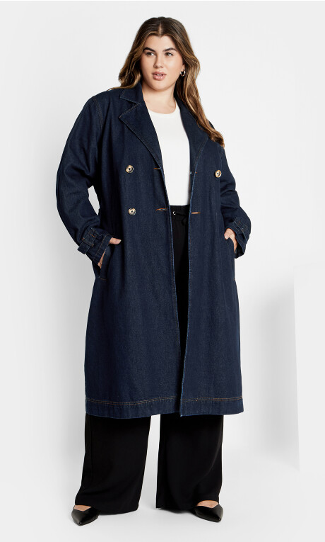 Laylo Trench Coat - dark denim Plus Size