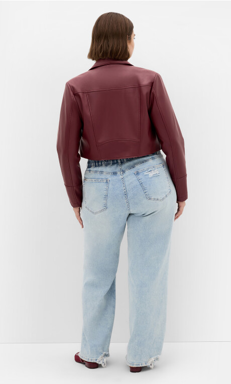 Plus Size Amira Faux Leather Jacket - dark cherry
