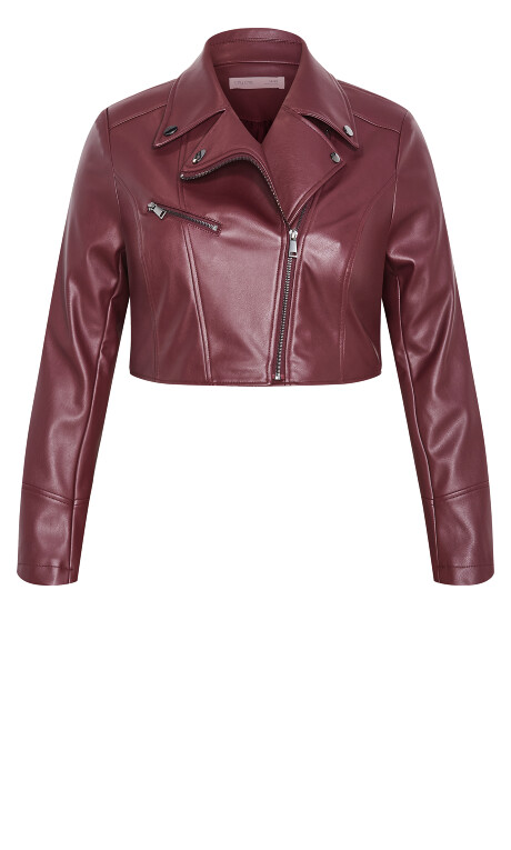 Plus Size Amira Faux Leather Jacket - dark cherry