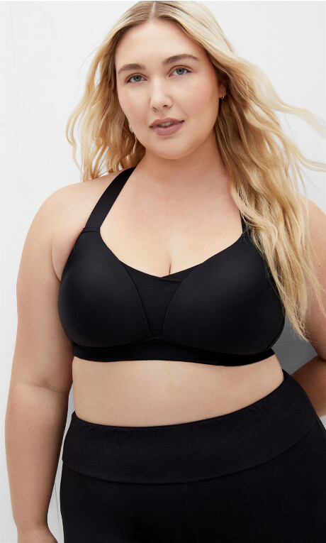 Shapely Wireless Sport Bra - black Plus Size