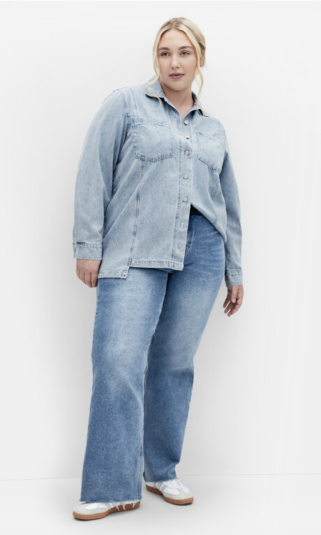 Plus Size Liv Denim Shirt - mid denim