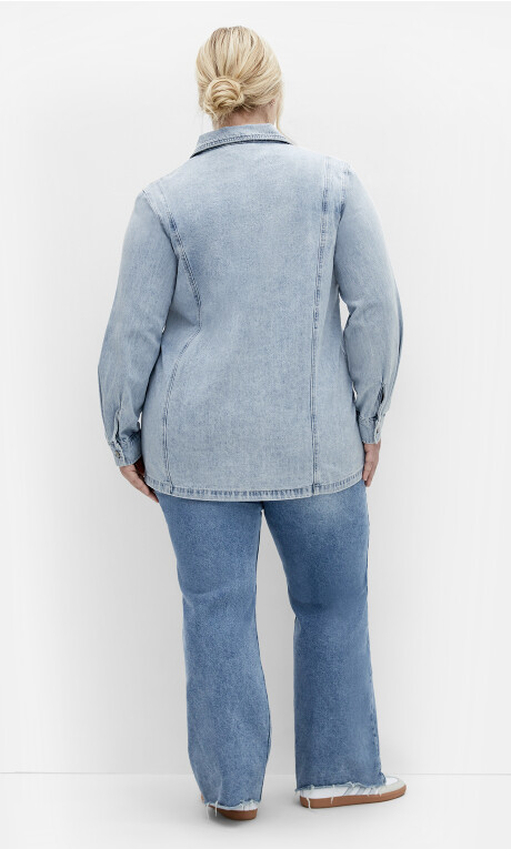 Plus Size Liv Denim Shirt - mid denim