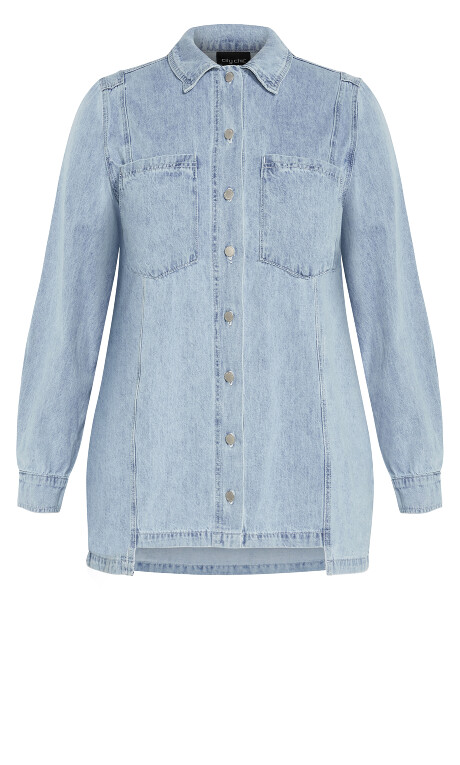 Plus Size Liv Denim Shirt - mid denim