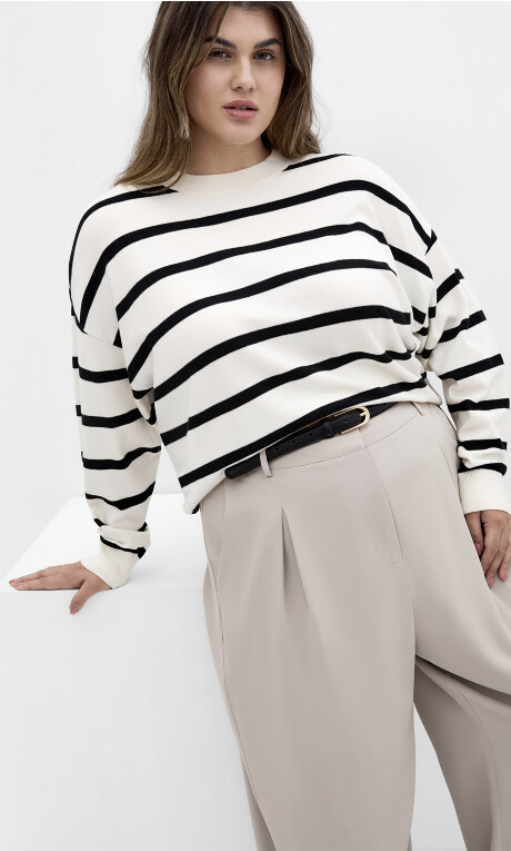 UPDATED Plus Size Kenia Stripe Jumper - ivory