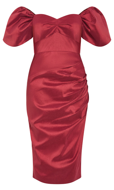Plus Size Valentine Off Shoulder Dress - crimson