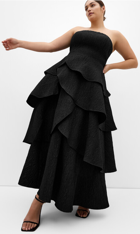 Plus Size Elizabeth Tiered Frill Maxi Dress - black (UPDATED)