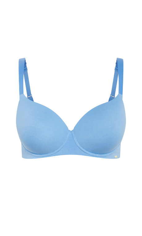 Smooth & Chic Cotton T-shirt Bra - blue topaz Plus Size