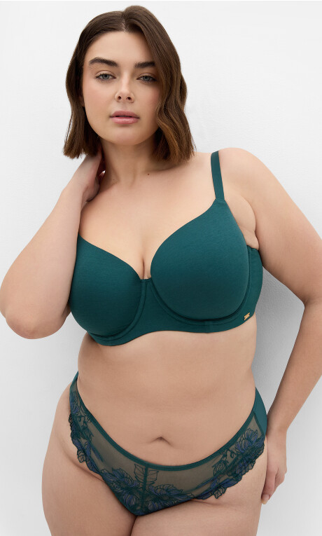 Plus Size Smooth & Chic Cotton T-Shirt Bra - teal