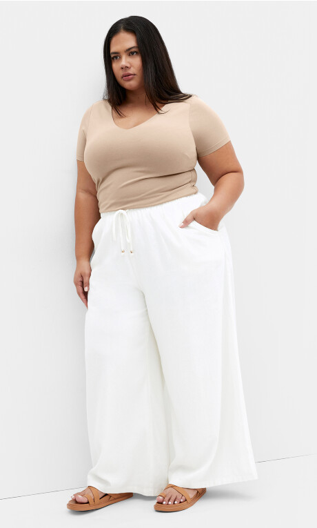 Anny V Neck Top - stone Plus Size