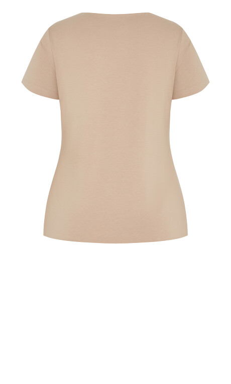 Anny V Neck Top - stone Plus Size