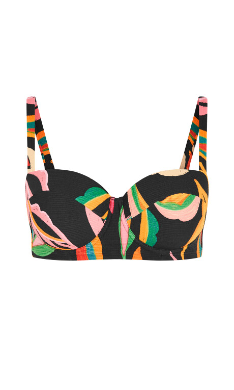 Maui Print Underwire Bikini Top - black print Plus Size