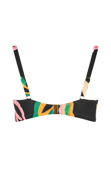 Maui Print Underwire Bikini Top - black print Plus Size