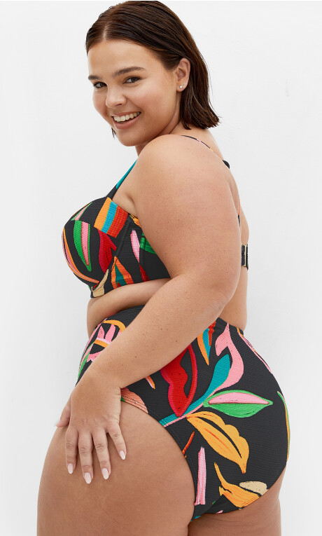 Maui Print Underwire Bikini Top - black print Plus Size