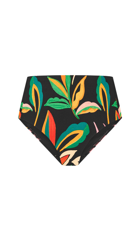 Maui Print Hi Waist Bikini Brief - black print Plus Size