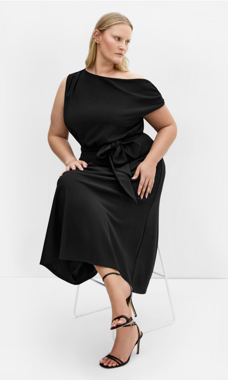 Plus Size Kate Off Shoulder Midi Dress - Black