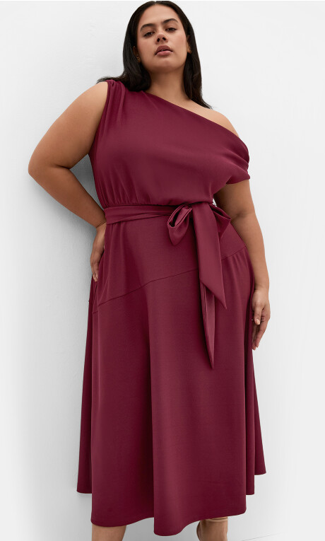 Plus Size Kate Off Shoulder Midi Dress - dark cherry
