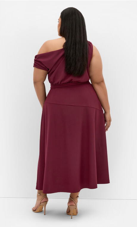 Plus Size Kate Off Shoulder Midi Dress - dark cherry