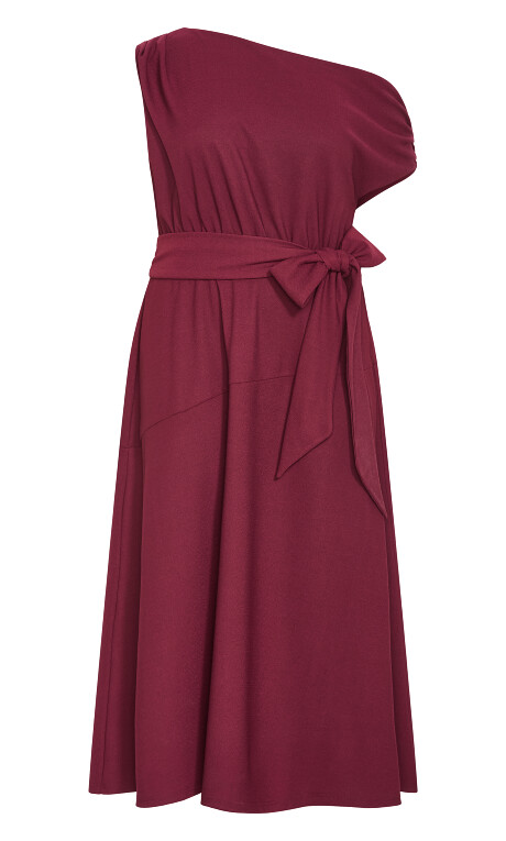 Plus Size Kate Off Shoulder Midi Dress - dark cherry