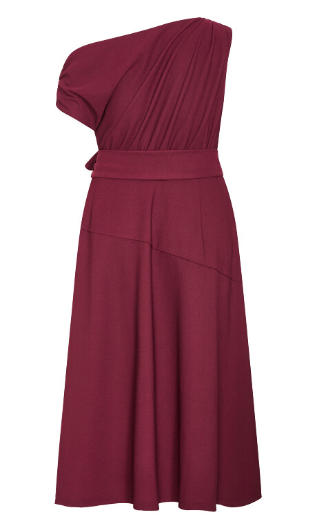 Plus Size Kate Off Shoulder Midi Dress - dark cherry