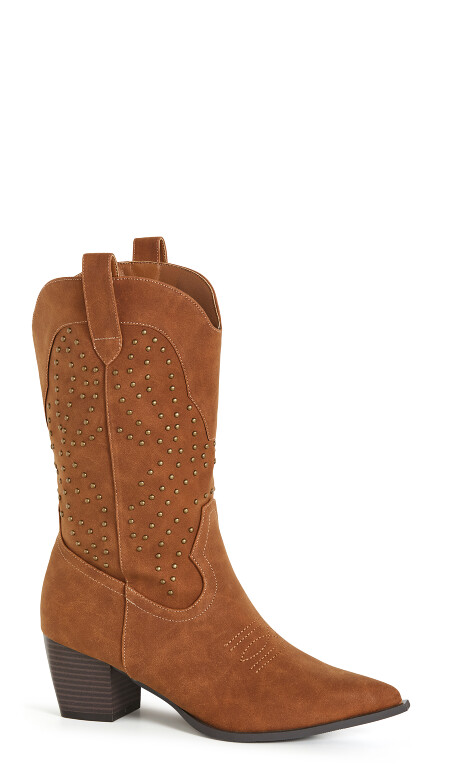 WIDE FIT Western Edge Boot - tan Plus Size