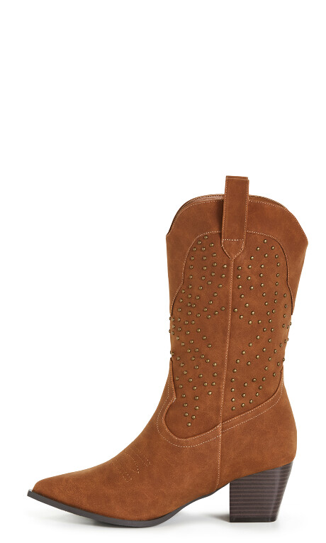 WIDE FIT Western Edge Boot - tan Plus Size