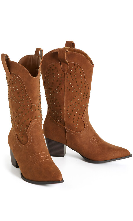 WIDE FIT Western Edge Boot - tan Plus Size