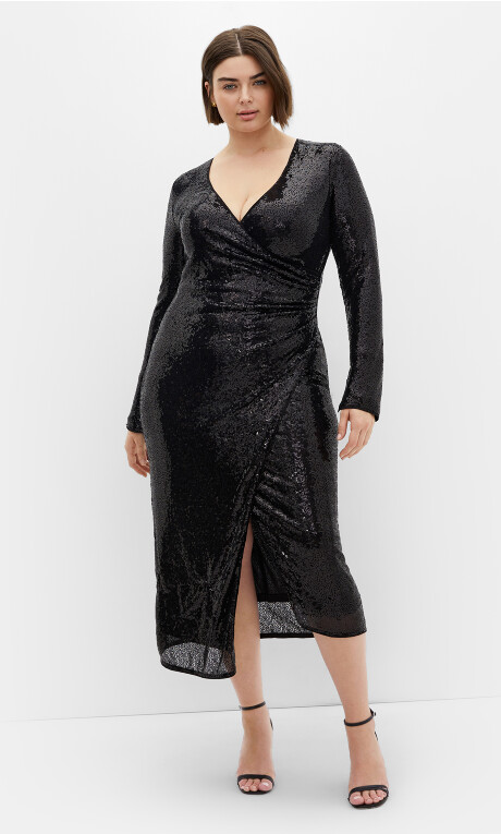 Sequin Ethereal Dress - black Plus Size
