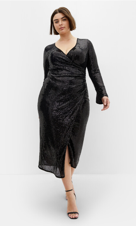 Sequin Ethereal Dress - black Plus Size
