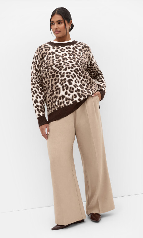 Plus Size Leopard Jumper - Chocolate