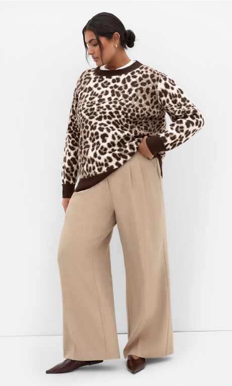 Plus Size Leopard Jumper - Chocolate