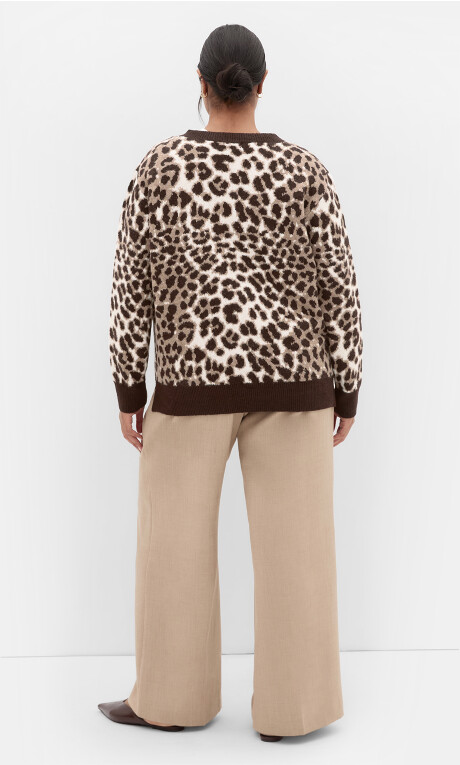 Plus Size Leopard Jumper - Chocolate