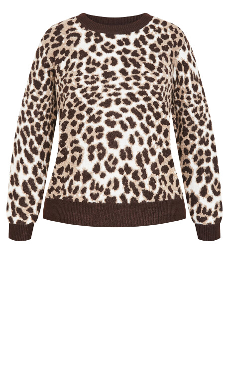 Plus Size Leopard Jumper - Chocolate
