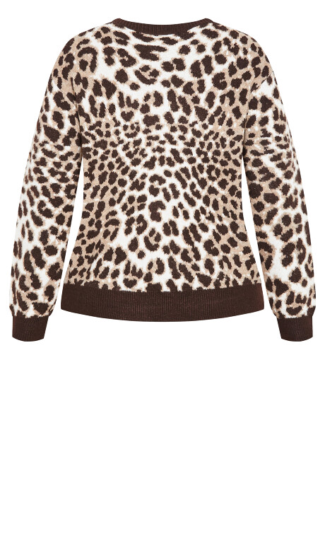 Plus Size Leopard Jumper - Chocolate