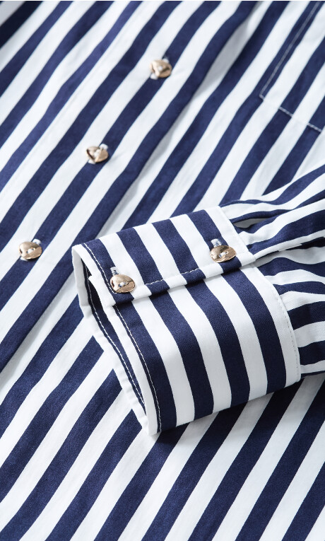 Plus Size Lilia Stripe Cotton Shirt - Navy