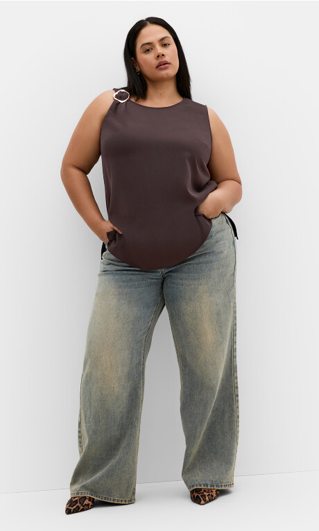 Plus Size Kehlani Sleeveless Top - chocolate