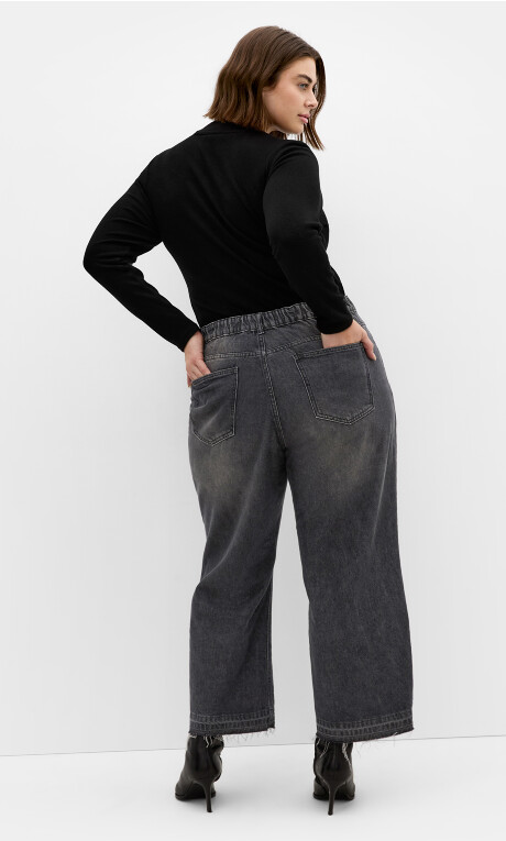 Plus Size Harley Fit Wide Leg Crop Jean - black