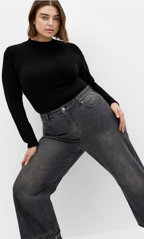 Plus Size Harley Fit Wide Leg Crop Jean - black