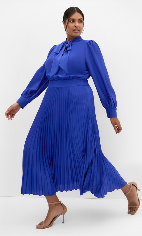 Plus Size Marily Pleat Midi Dress - Sapphire